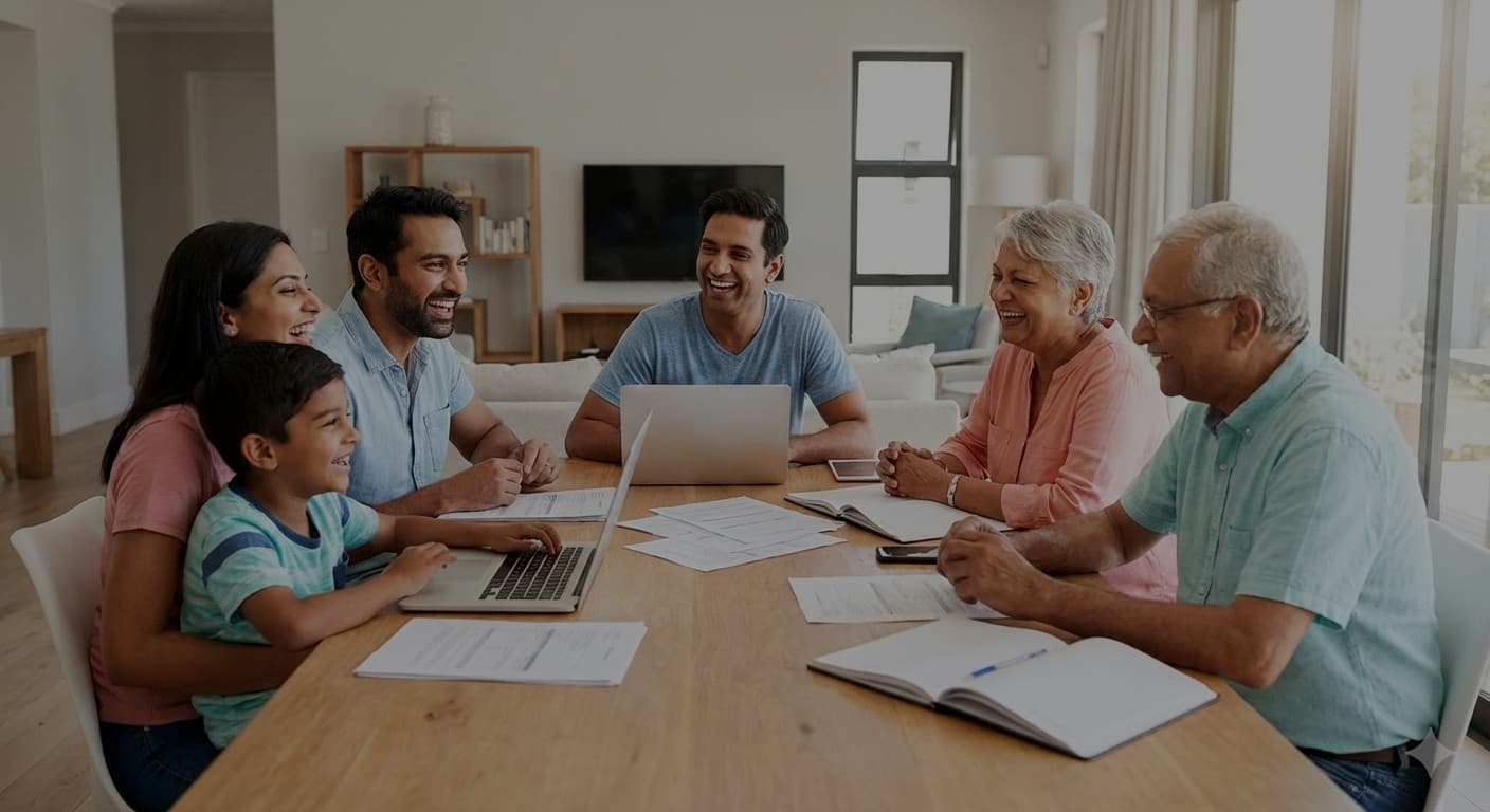 Family reviewing health insurance options