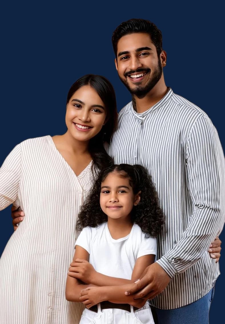 Happy family protected by thodu insurance